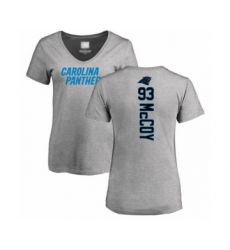 Football Women's Carolina Panthers #93 Gerald McCoy Ash Backer V-Neck T-Shirt