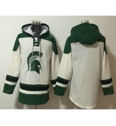 Men's Michigan State Spartans Blank Cream Ageless Must Have Lace Up Pullover Hoodie