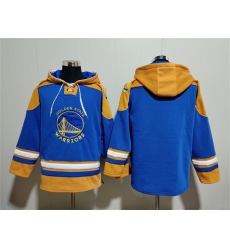 Men's Golden State Warriors Blank Blue Yellow Lace-Up Pullover Hoodie