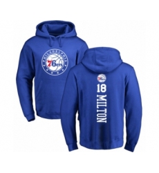 Basketball Philadelphia 76ers #18 Shake Milton Royal Blue Backer Pullover Hoodie