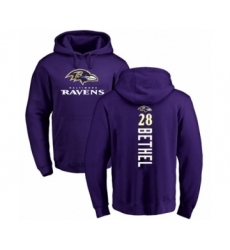Football Baltimore Ravens #28 Justin Bethel Purple Backer Pullover Hoodie