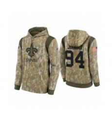 Men's New Orleans Saints #94 Cameron Jordan Camo 2021 Salute To Service Therma Performance Pullover Football Hoodie