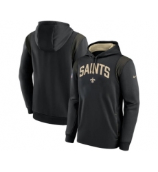 Men's New Orleans Saints Black Sideline Stack Performance Pullover Hoodie 002