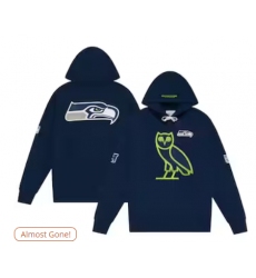 Men's Seattle Seahawks OVO x NFL College Navy OG Owl Pullover Hoodie