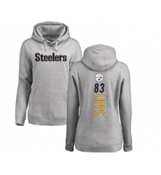 Football Women's Pittsburgh Steelers #83 Louis Lipps Ash Backer Pullover Hoodie