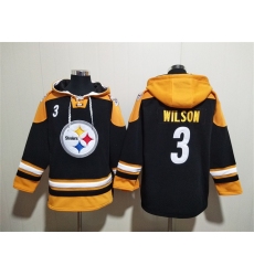 Men's Pittsburgh Steelers #3 Russell Wilson Black Ageless Must-Have Lace-Up Pullover Hoodie