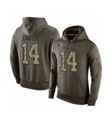 Football Men's Houston Texans #14 DeAndre Carter Green Salute To Service Pullover Hoodie