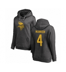 Football Women's Minnesota Vikings #4 Sean Mannion Ash One Color Pullover Hoodie