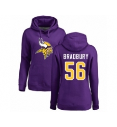 Football Women's Minnesota Vikings #56 Garrett Bradbury Purple Name & Number Logo Pullover Hoodie