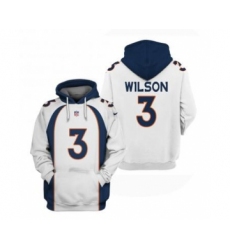 Men's Denver Broncos #3 Russell Wilson White Pullover Hoodie