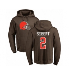 Football Cleveland Browns #2 Austin Seibert Brown Name & Number Logo Pullover Hoodie
