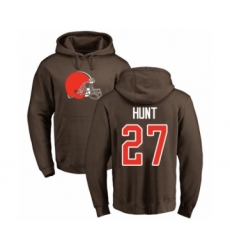 Football Cleveland Browns #27 Kareem Hunt Brown Name & Number Logo Pullover Hoodie