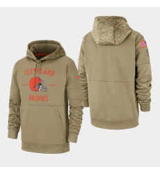 Men's Cleveland Browns Tan 2019 Salute to Service Sideline Therma Pullover Hoodie