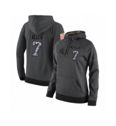 Football Women's Carolina Panthers #7 Kyle Allen Stitched Black Anthracite Salute to Service Player Performance Hoodie