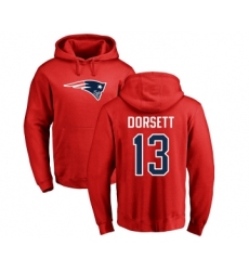 Football New England Patriots #13 Phillip Dorsett Red Name & Number Logo Pullover Hoodie