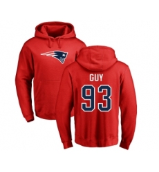 Football New England Patriots #93 Lawrence Guy Red Name & Number Logo Pullover Hoodie