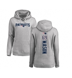 Football Women's New England Patriots #69 Shaq Mason Ash Backer Pullover Hoodie