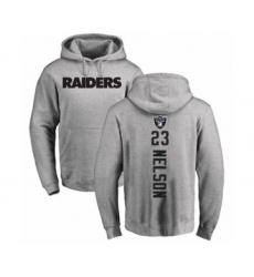 Football Oakland Raiders #23 Nick Nelson Ash Backer Pullover Hoodie