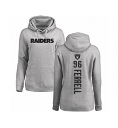 Football Women's Oakland Raiders #96 Clelin Ferrell Ash Backer Pullover Hoodie