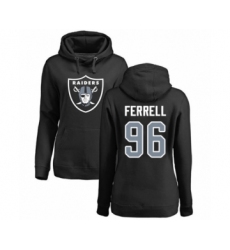 Football Women's Oakland Raiders #96 Clelin Ferrell Black Name & Number Logo Pullover Hoodie