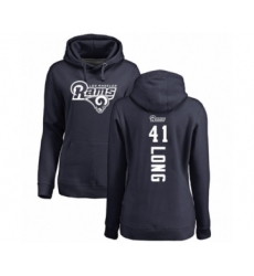 Football Women's Los Angeles Rams #41 David Long Navy Blue Backer Pullover Hoodie