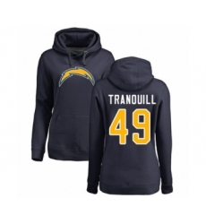 Football Women's Los Angeles Chargers #49 Drue Tranquill Navy Blue Name & Number Logo Pullover Hoodie