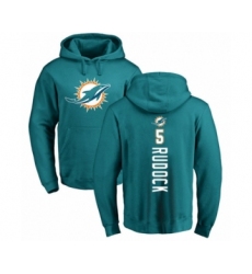 Football Miami Dolphins #5 Jake Rudock Aqua Green Backer Pullover Hoodie
