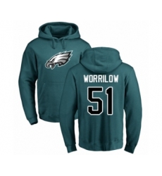 Philadelphia Eagles #51 Paul Worrilow Green Name & Number Logo Pullover Hoodie