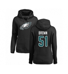 Women's Philadelphia Eagles #51 Zach Brown Black Name & Number Logo Pullover Hoodie