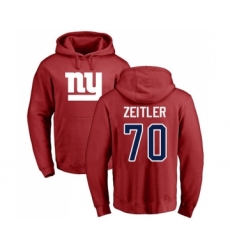 Football New York Giants #70 Kevin Zeitler Red Name & Number Logo Pullover Hoodie