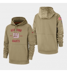 Men's New York Giants Tan 2019 Salute to Service Sideline Therma Pullover Hoodie