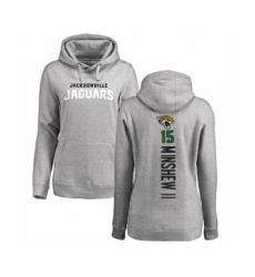 Football Women's Jacksonville Jaguars #15 Gardner Minshew II Ash Backer Pullover Hoodie