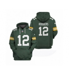 Men's Green Bay Packers #12 Aaron Rodgers 2021 Green Pullover Football Hoodie 2