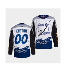 Men's Tampa Bay Lightning Custom White 2022 Reverse Retro Stitched Jersey