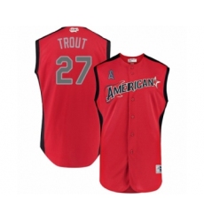 Men's Los Angeles Angels of Anaheim #27 Mike Trout Authentic Red American League 2019 Baseball All-Star Jersey