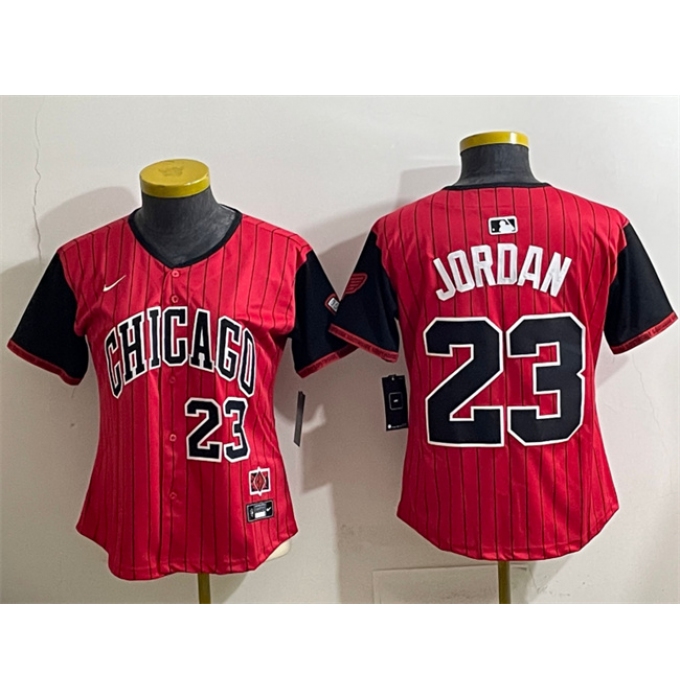 Women's Chicago White Sox #23 Michael Jordan Red Black 2025 City Connect Limited Stitched Baseball Jersey(Run Small)