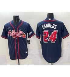Men's Atlanta Braves #24 Deion Sanders Navy 2025 Speedway Classic Alternate Stitched Baseball Jersey