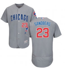 Men's Majestic Chicago Cubs #23 Ryne Sandberg Grey Road Flex Base Authentic Collection MLB Jersey