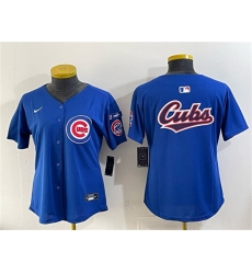 Youth Chicago Cubs Team Big Logo Royal 'Ryne Sandberg Tribute' Vapor Limited V3 Stitched Baseball Jersey