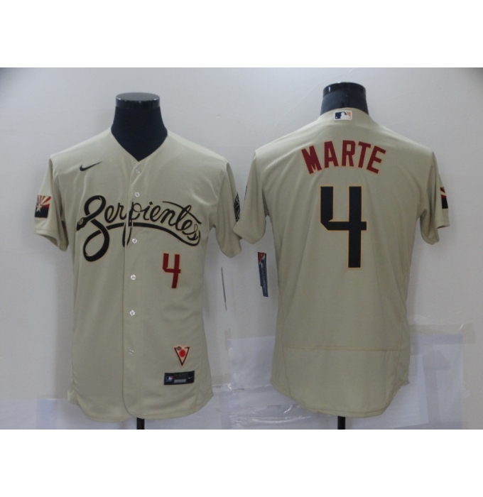 Men's Arizona Diamondbacks #4 White Teal Gold 2021 City Connect Replica Player Jersey