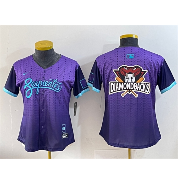 Women's Arizona Diamondbacks Team Big Logo Purple 2025 City Connect Limited Stitched Baseball Jersey(Run Small)