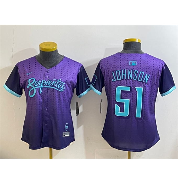 Women's Arizona Diamondbacks #51 Randy Johnson Purple 2025 City Connect Limited Stitched Baseball Jersey(Run Small)