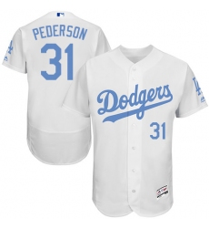Men's Majestic Los Angeles Dodgers #31 Joc Pederson Authentic White 2016 Father's Day Fashion Flex Base MLB Jersey
