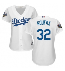 Women's Majestic Los Angeles Dodgers #32 Sandy Koufax Authentic White Home Cool Base 2018 World Series MLB Jersey