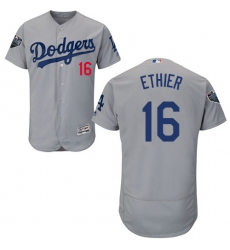 Men's Majestic Los Angeles Dodgers #16 Andre Ethier Gray Alternate Flex Base Authentic Collection 2018 World Series MLB Jersey