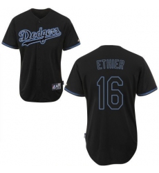 Men's Majestic Los Angeles Dodgers #16 Andre Ethier Replica Black Fashion MLB Jersey