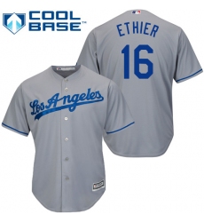 Men's Majestic Los Angeles Dodgers #16 Andre Ethier Replica Grey Road Cool Base MLB Jersey