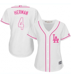 Women's Majestic Los Angeles Dodgers #4 Babe Herman Authentic White Fashion Cool Base MLB Jersey