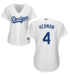 Women's Majestic Los Angeles Dodgers #4 Babe Herman Replica White Home Cool Base MLB Jersey