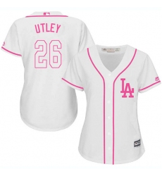 Women's Majestic Los Angeles Dodgers #26 Chase Utley Replica White Fashion Cool Base MLB Jersey